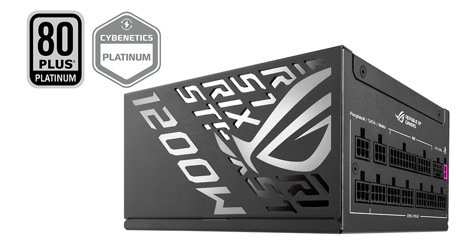 Courbe d'efficacité du ROG Strix 1200W Platinum avec le logo 80 plus platinum