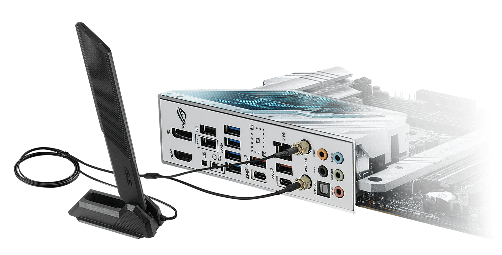 ROG Strix Z790-A 配備 WiFi 6E、隨附天線和 2.5 Gb 乙太網路