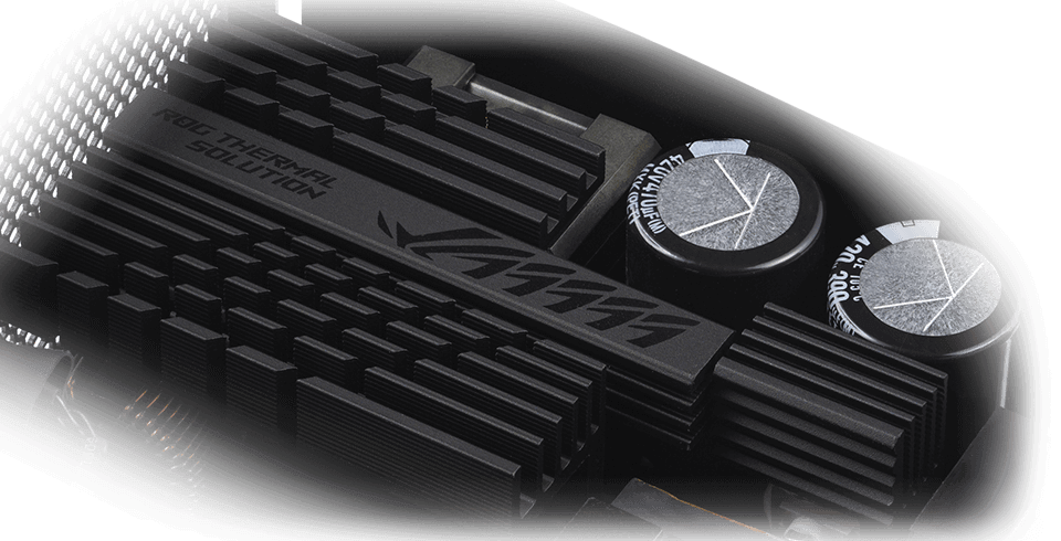 Gros plan sur les dissipateurs ROG