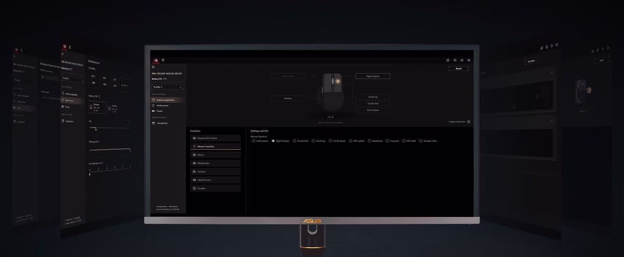 Software interface of ProArt Mouse MD301.
