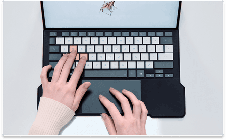 Una vista superior del teclado del ROG Flow Z13-KJP