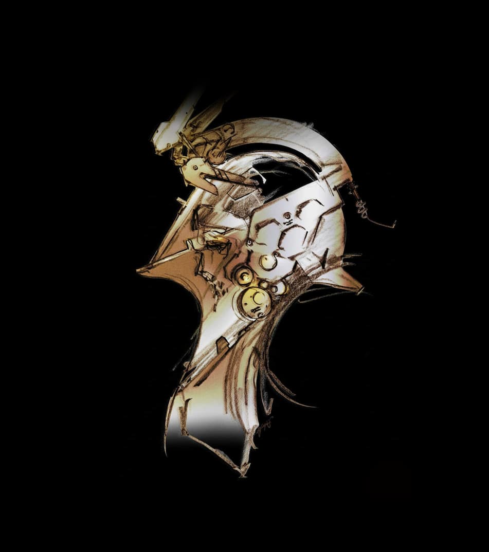 Un boceto de la cabeza de Ludens por Yoji Shinkawa
