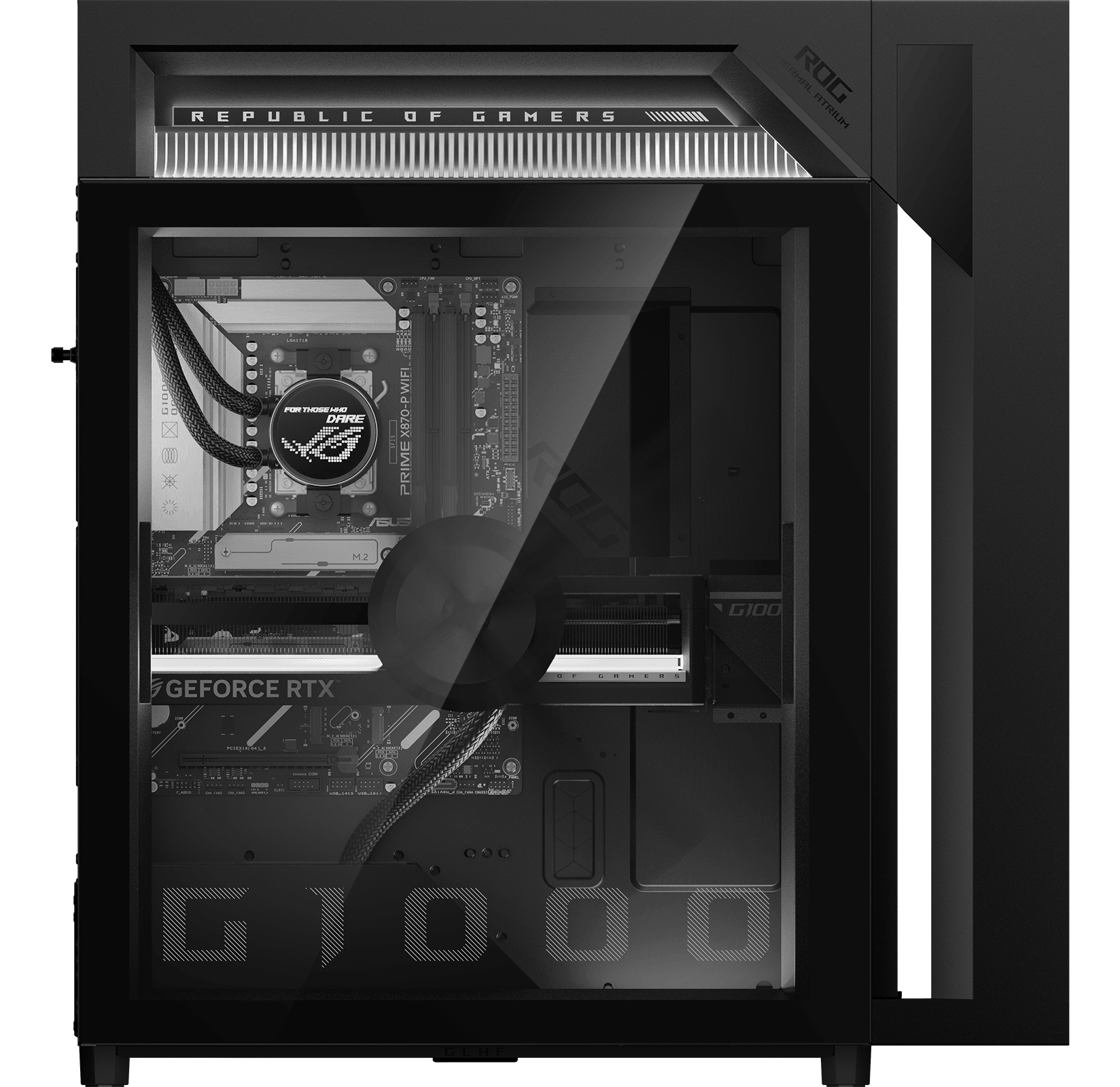 Showing an RGB-illuminated G1000 desktop with a profile view.