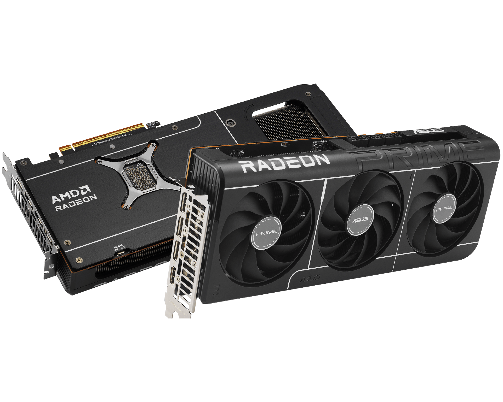 An internal view of the ROG G1000 highlighting key components. The central focus is the ASUS Prime Radeon™ RX 9070 XT for the GPU.