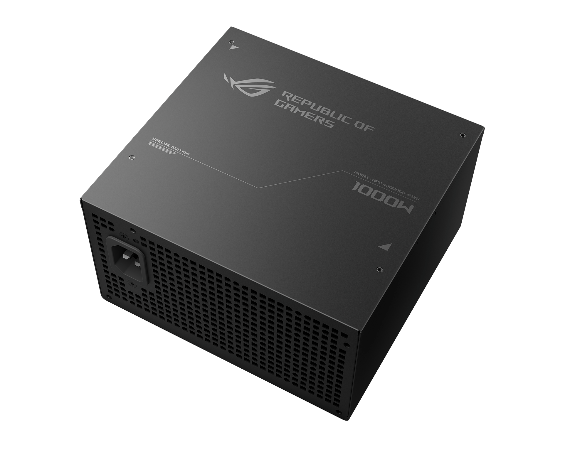 An internal view of the ROG G1000 highlighting key components. The central focus is the power supply module.
