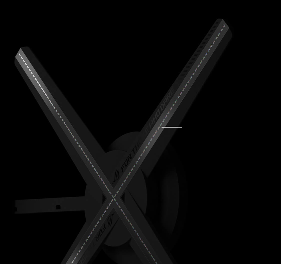A close-up shot of the G1000 holographic fan blades in a dark setting.