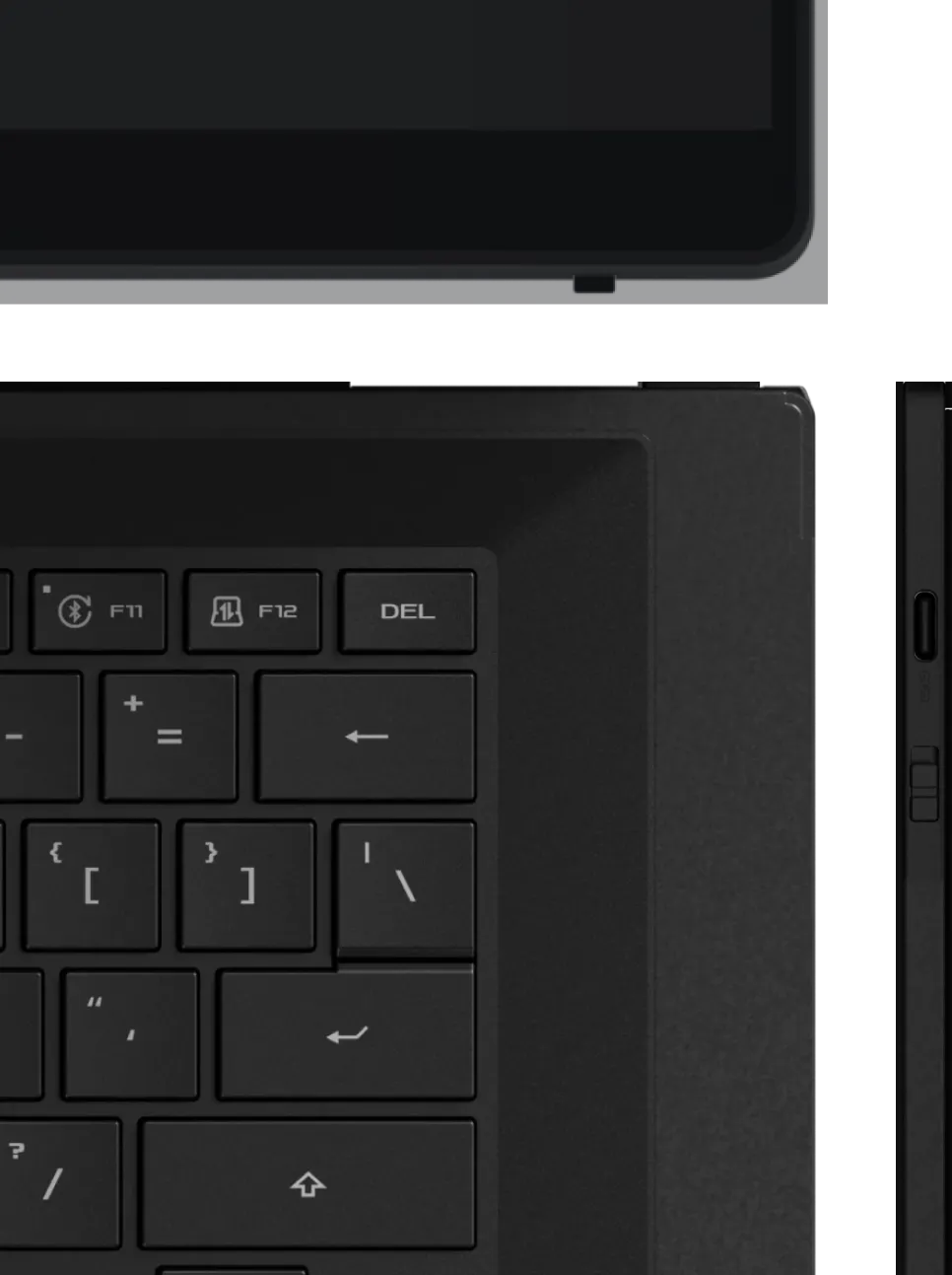 the front and left side of the keyboard of the Zephyrus Duo
