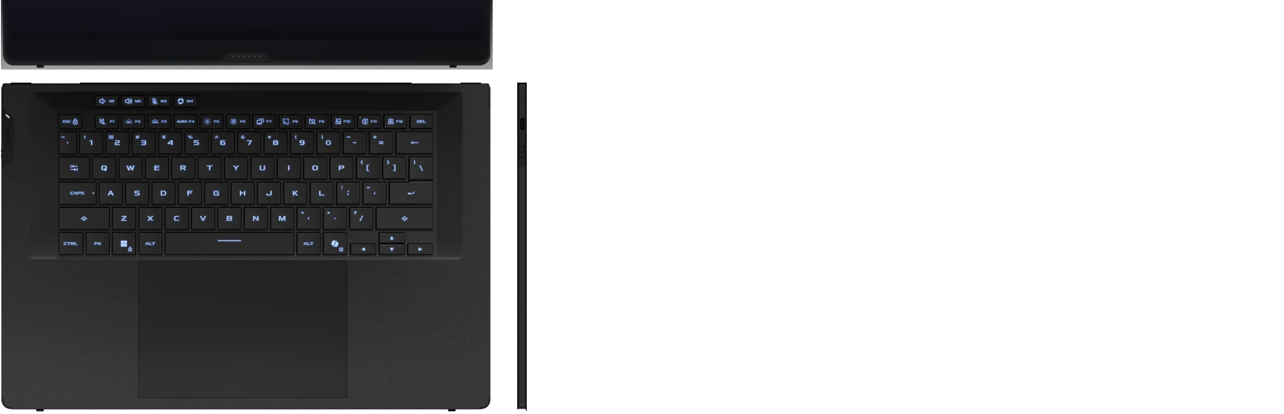 the front and left side of the keyboard of the Zephyrus Duo