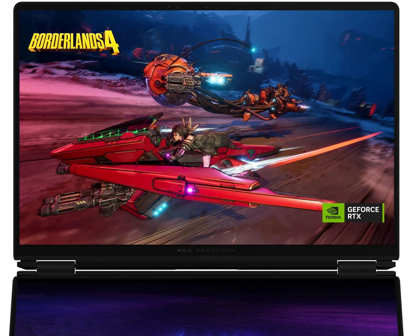 Game visaul showing on the top panel of the Zephyrus Duo.