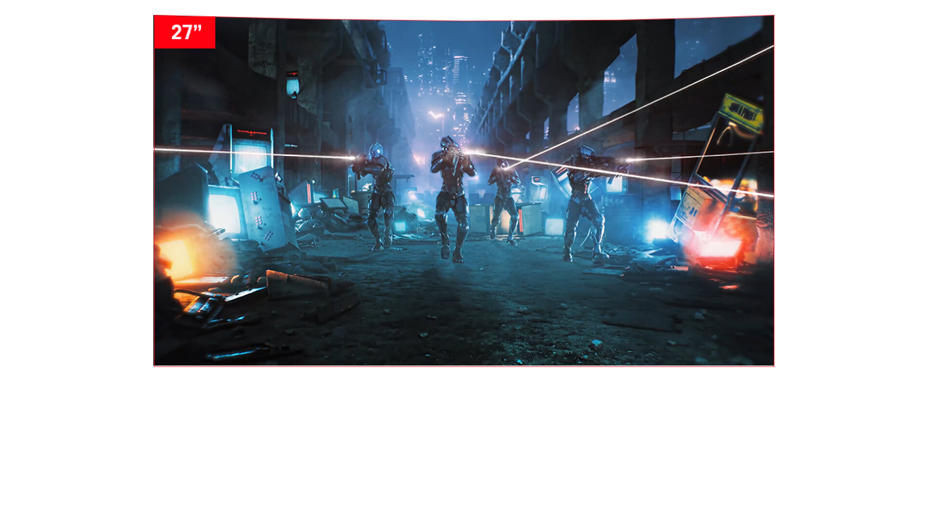The aspect ratio can be set to show a 27-inch image.