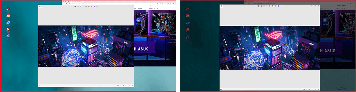 Screenshot of a desktop with two open windows /  Screenshot of a desktop with two open windows; the top window is on normal brightness, while the other window is dimmed