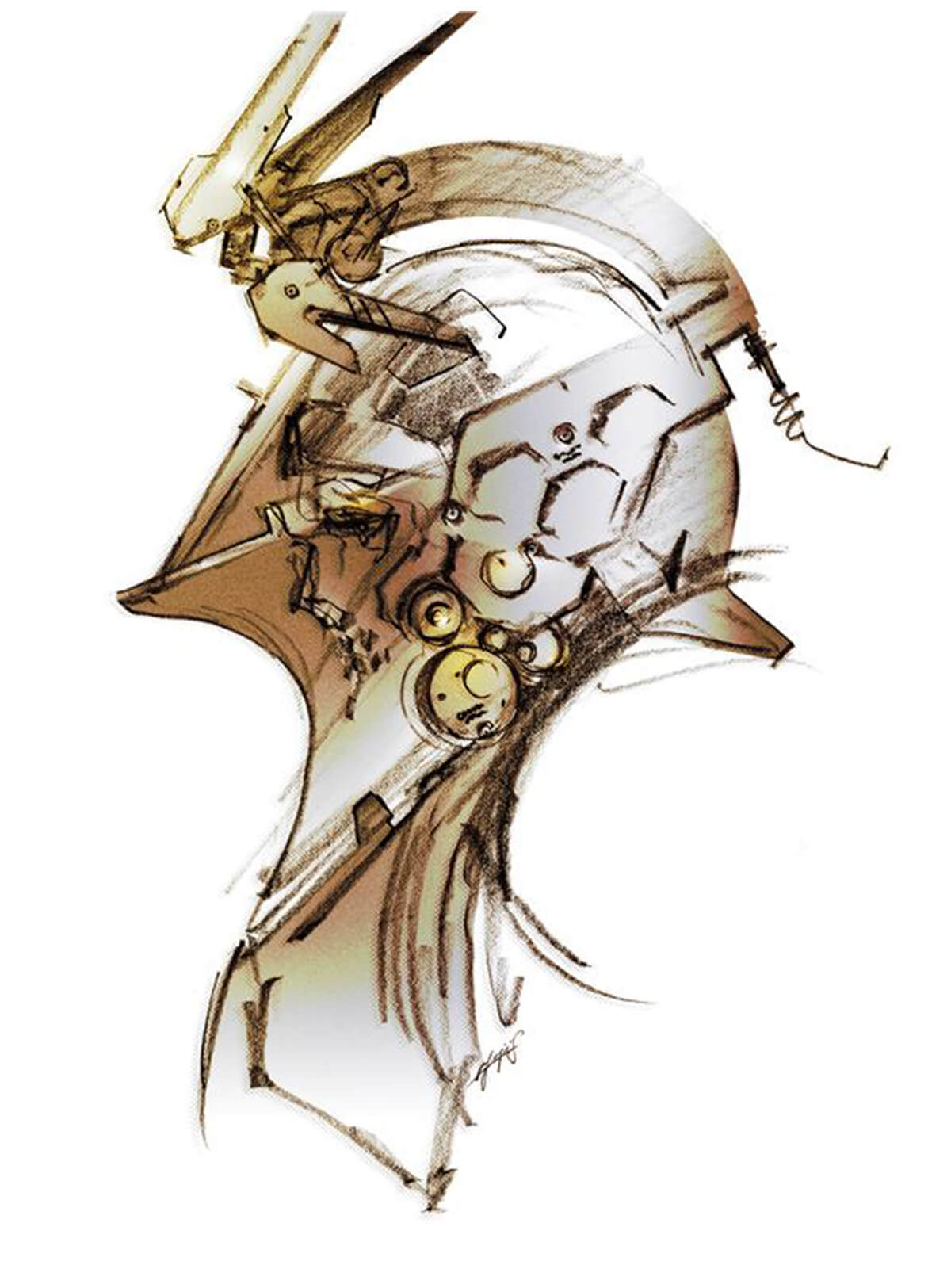 A hand-drawn sketch of the ludens icon 