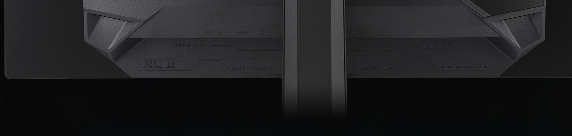 The rear panel of the XG32UQDMS features DisplayPort 1.4, HDMI 2.1, and a USB hub.