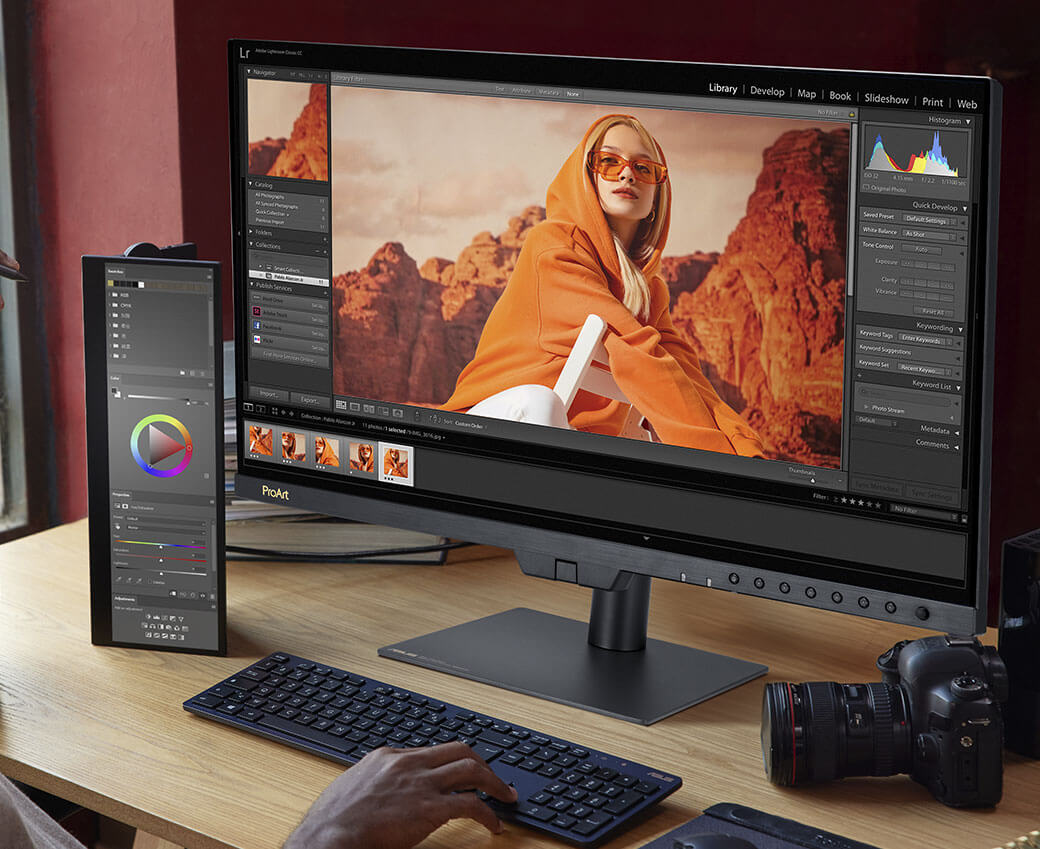 PA27USD showing photo editing with a woman with the HDR Preview setting.