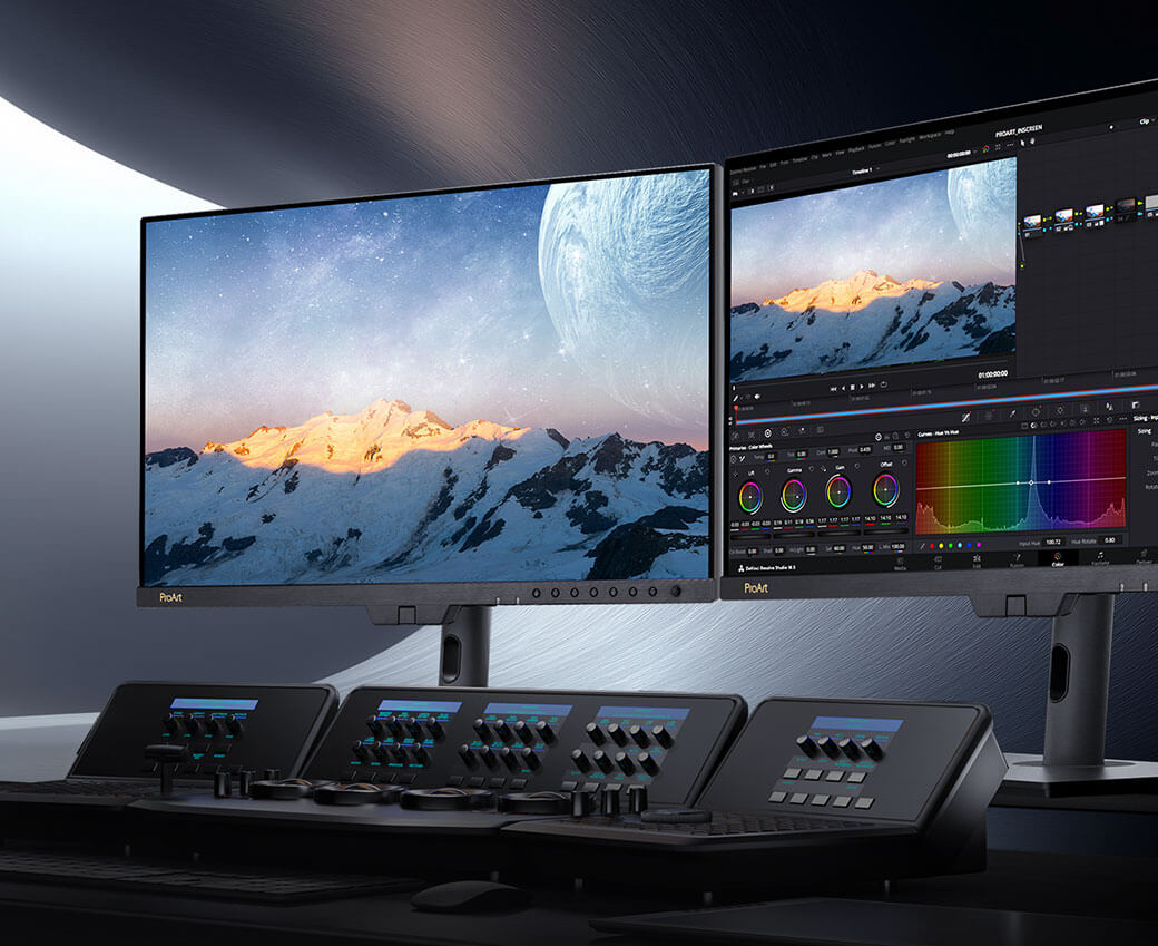 ASUS ProArt Display setup for professional HDR content creation, supporting multiple HDR formats for stunning visuals.