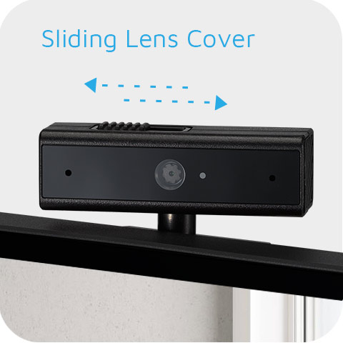 The built-in webcam of ASUS BE27AQG includes a sliding lens cover