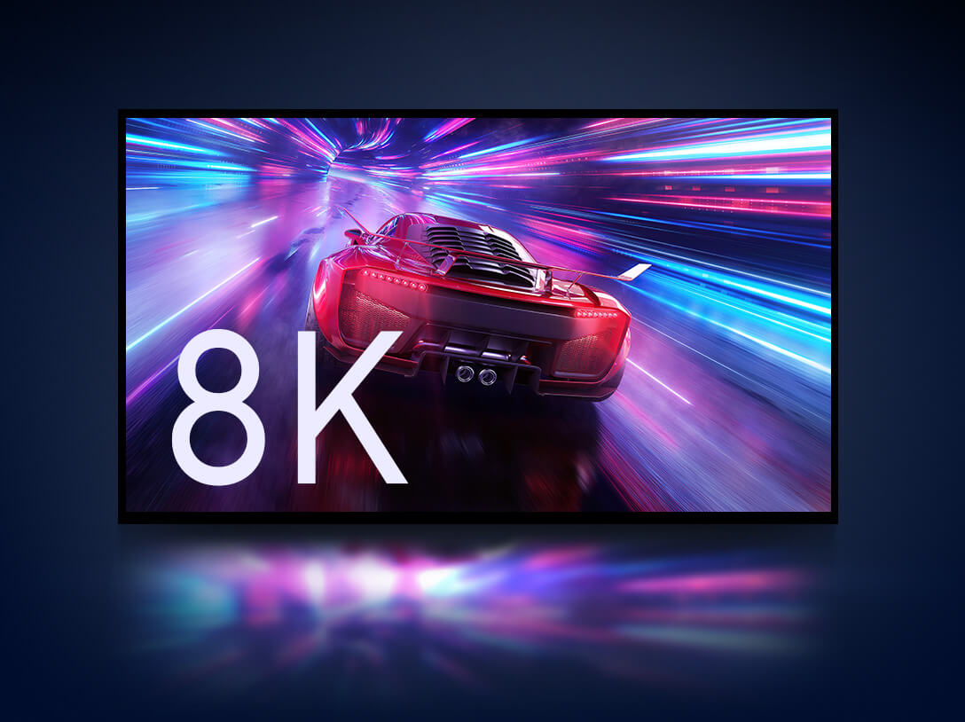 Le Wi-Fi 7 pour les maisons intelligentes avec une voiture de sport en streaming TV 8K.