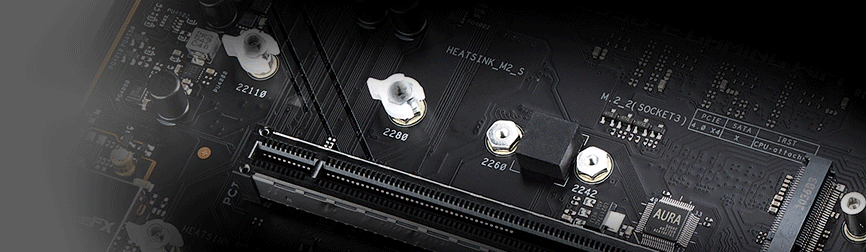 Closeup of ROG Strix Z590-A Gaming WiFi M.2 Q-Latch