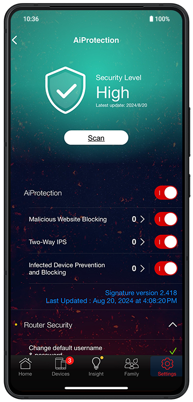 AiProtection Pro user interface.
