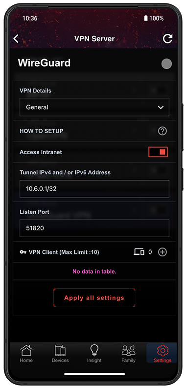 Site-to-site VPN setting interface using WireGuard.