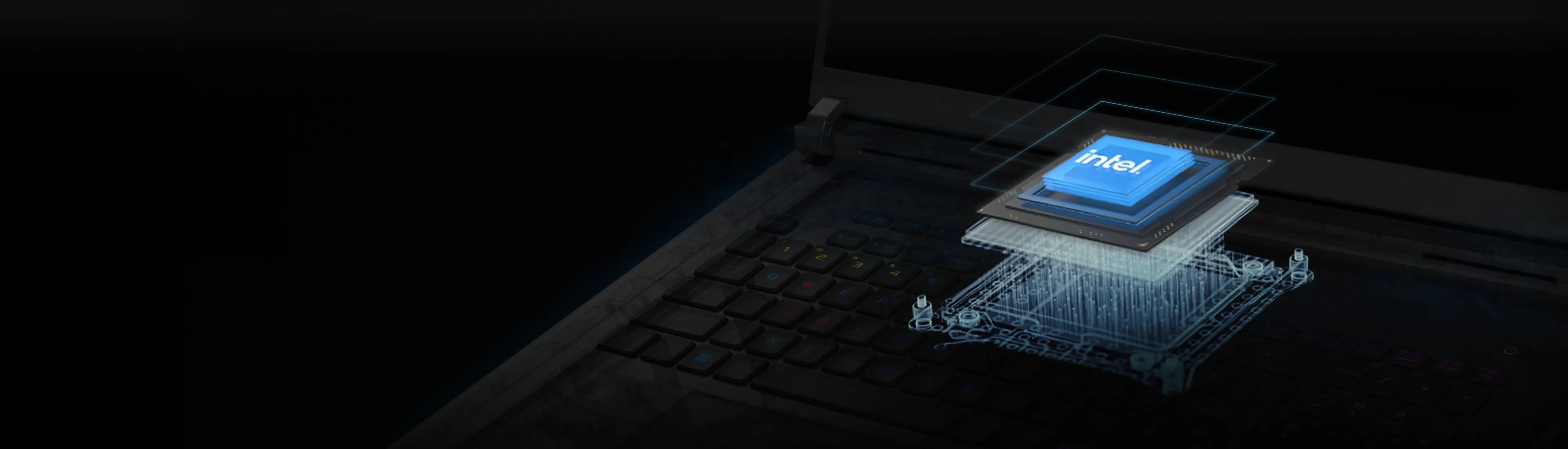 Intel CPU se pojavljuje ispod tastature laptopa.