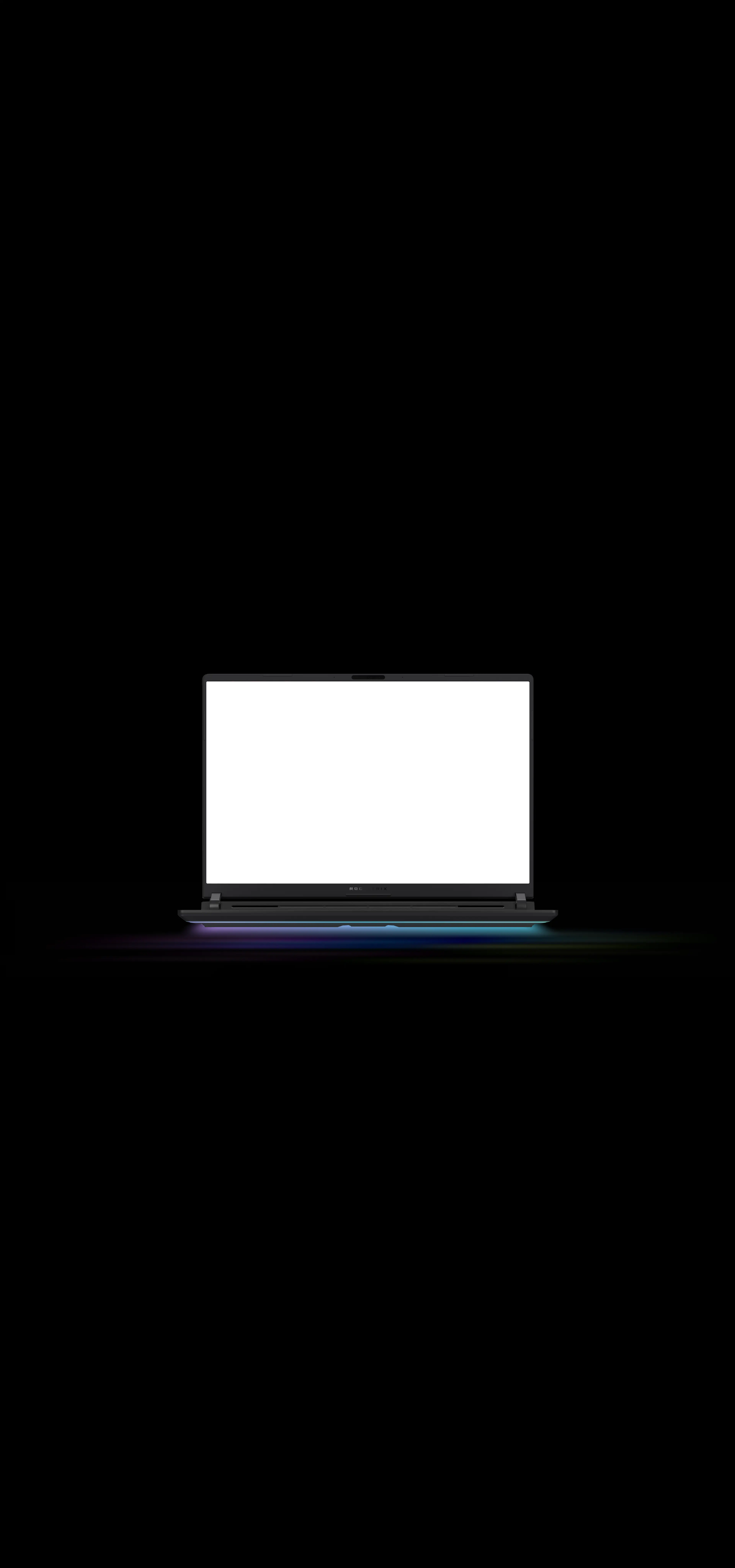 Prikaz ROG Strix laptopa sa apstraktnom slikom na ekranu.
