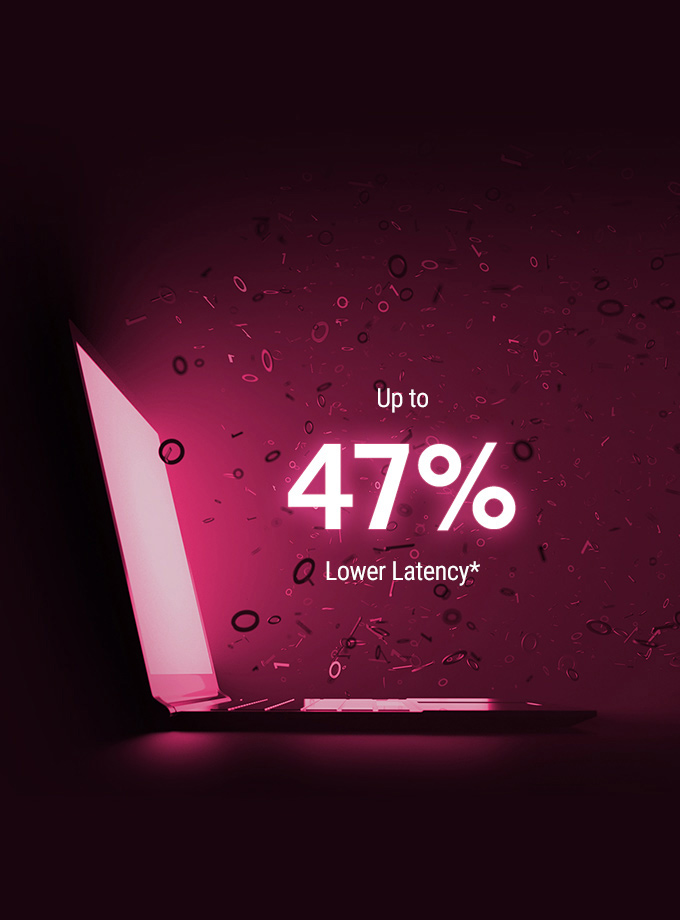 Graphic illustrating ROG First Game Boost with up to 47% lower latency.