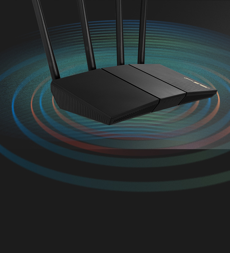 Dzięki technologii Wi-Fi 6, sygnał z RT-AX57 może być przesyłany na dalszą odległość