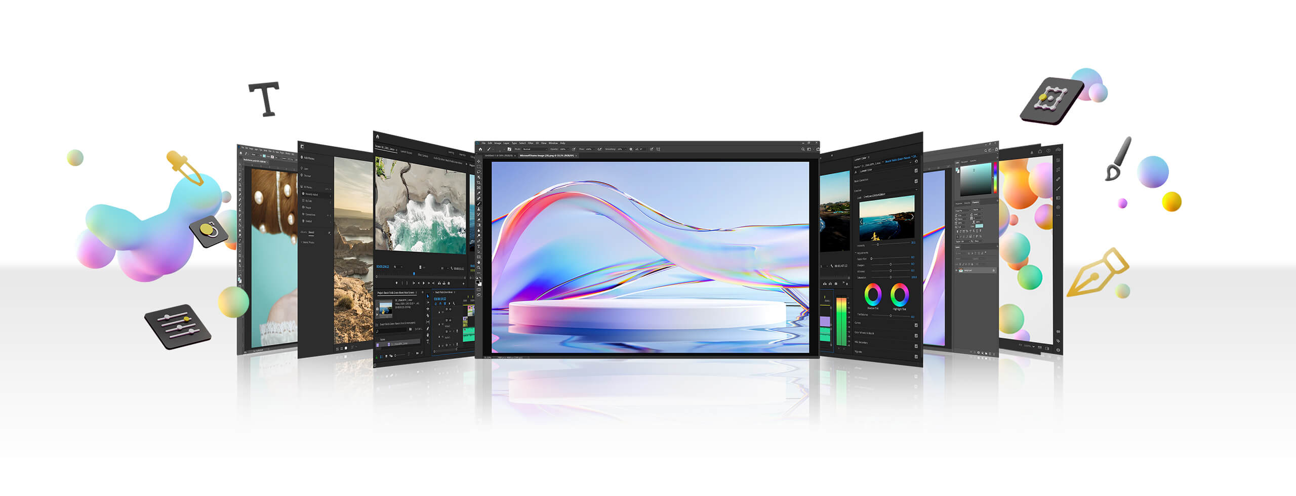 V&aacute;rias interfaces de software Adobe