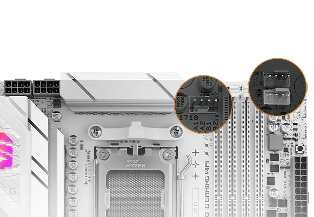 Emplacement des connecteurs de ventilateur de la Strix B850-G