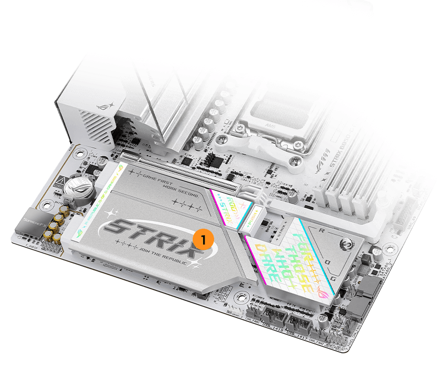 Dissipateurs et plaque arri&egrave;re M.2 de la Strix B850-G