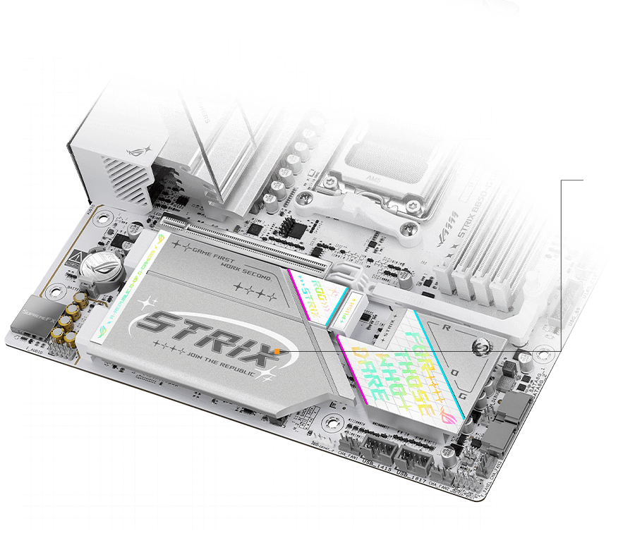 Dissipateurs et plaque arri&egrave;re M.2 de la Strix B850-G