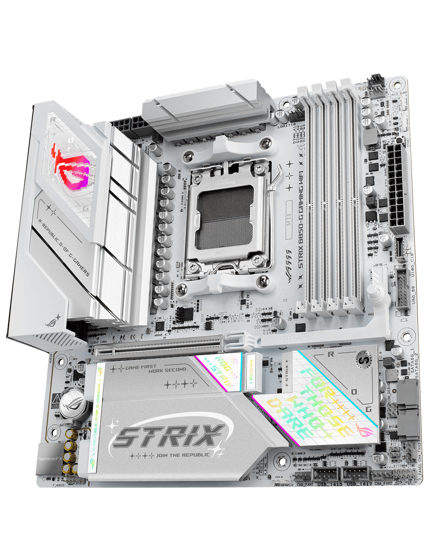 La ROG Strix B850-G est pr&ecirc;te &agrave; &ecirc;tre lanc&eacute;e &agrave; la vitesse de la lumi&egrave;re.