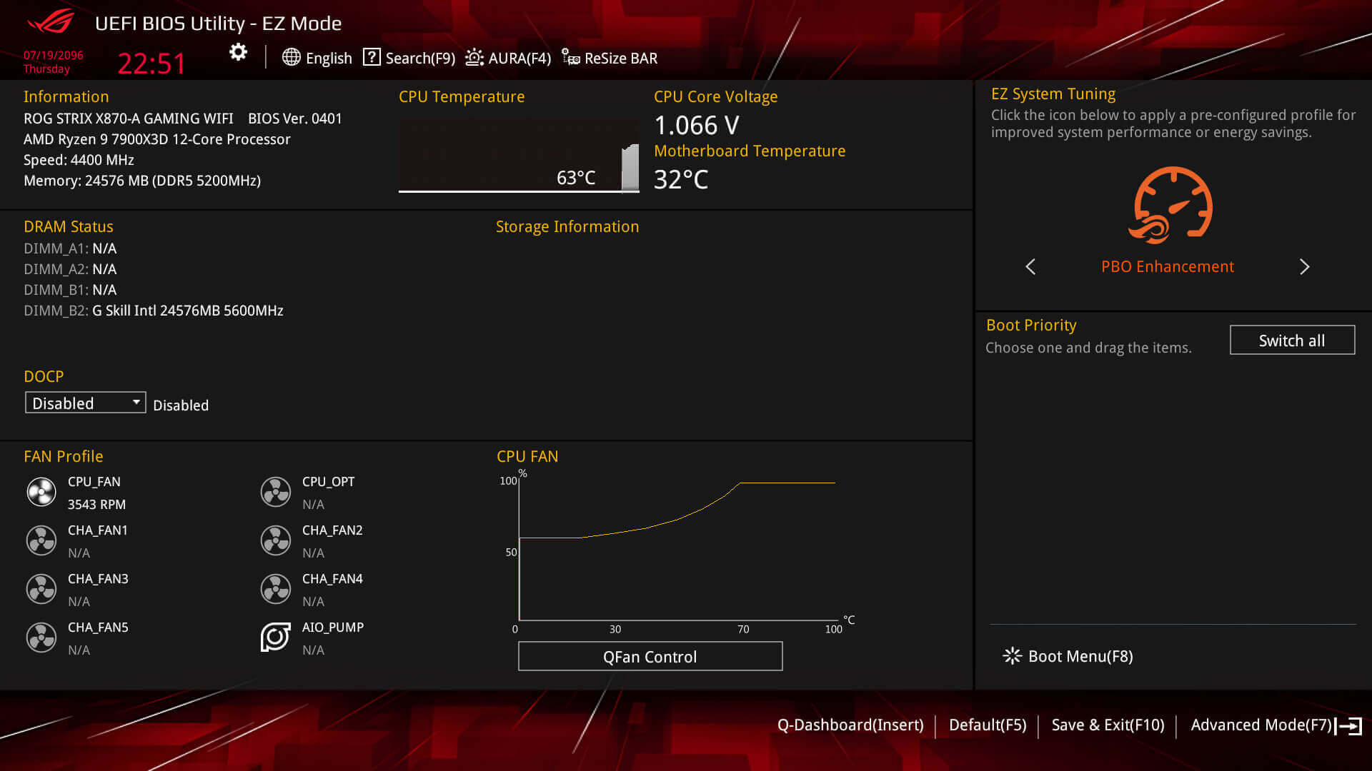 Les param&egrave;tres PBO sont disponibles dans l'utilitaire UEFI BIOS.