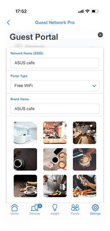 De interface van het gastenportaal heeft verschillende visuele sjablonen om uit te kiezen.