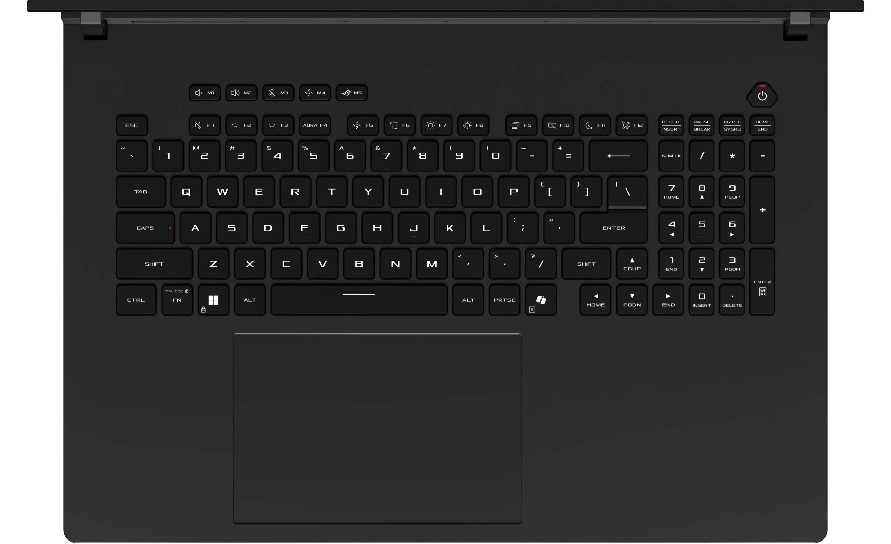 O vedere a tastaturii, prezent&acirc;nd efectele de iluminare Aura.
