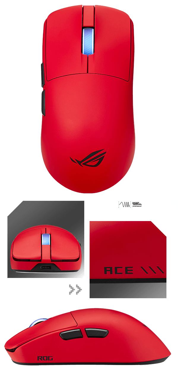 Top and front view of the Lava Red Harpe II Ace. Side view of the Lava Red Harpe II Ace with a focus on the ‘Ace’ print on the side. Side view of the Lava Red Harpe II Ace with the buttons side showing.