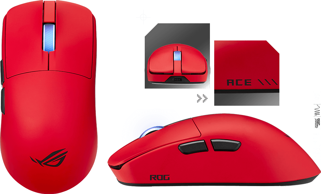 Top and front view of the Lava Red Harpe II Ace. Side view of the Lava Red Harpe II Ace with a focus on the ‘Ace’ print on the side. Side view of the Lava Red Harpe II Ace with the buttons side showing.