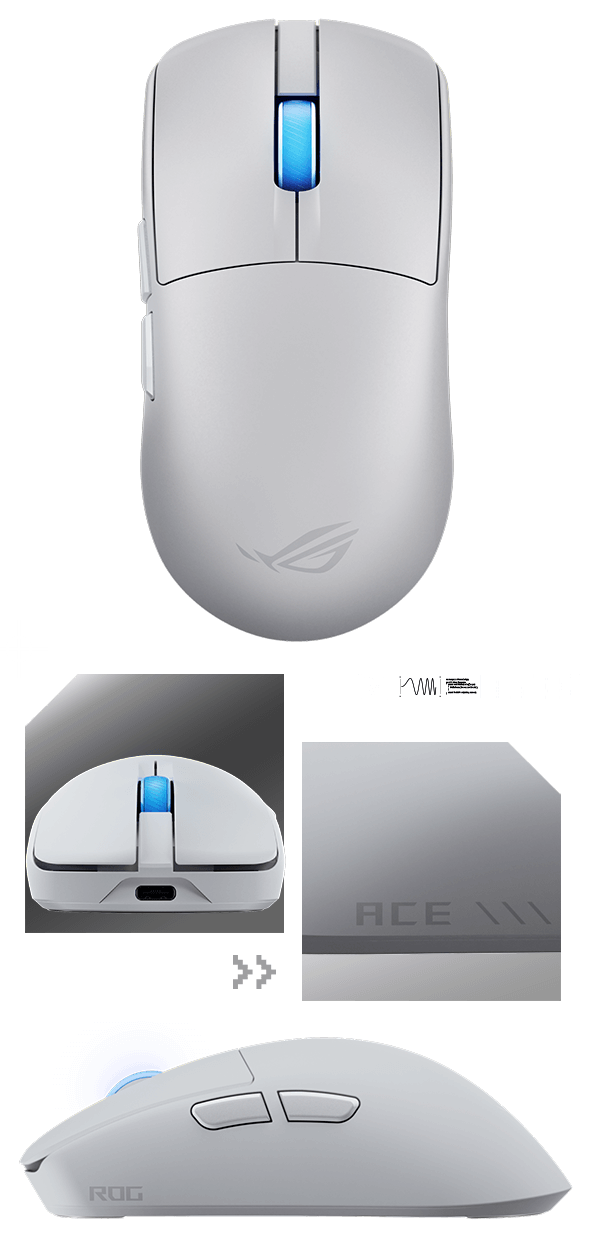 Top and front view of the Moonlight White Harpe II Ace. Side view of the Moonlight White Harpe II Ace with a focus on the ‘Ace’ print on the side. Side view of the Moonlight White Harpe II Ace with the buttons side showing.