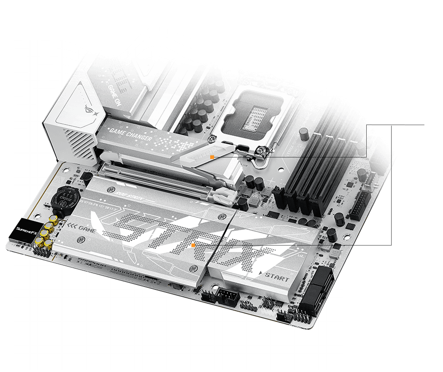 Strix B860-G M.2 散熱器和背板配置