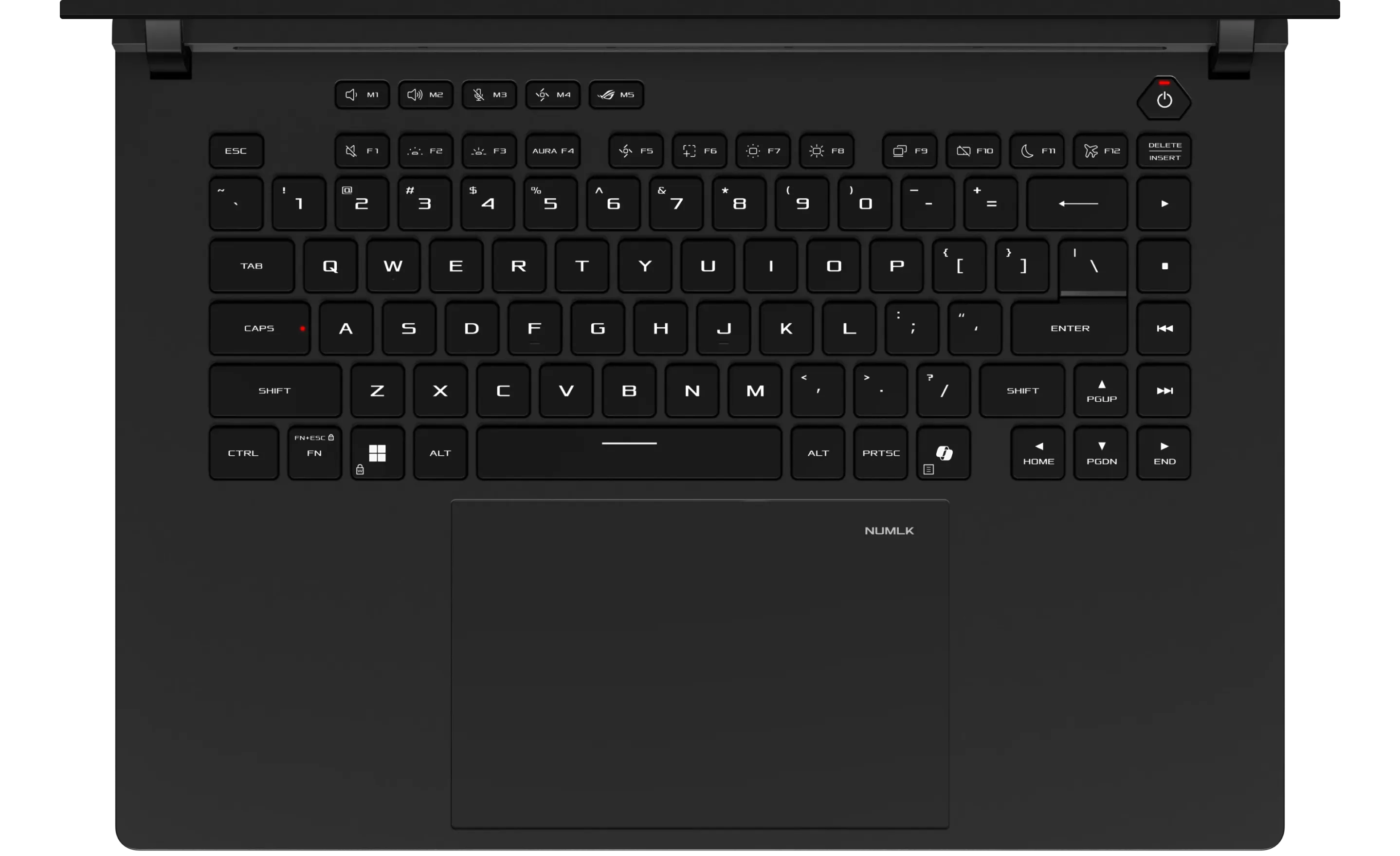 O vedere a tastaturii, prezent&acirc;nd efectele de iluminare Aura.