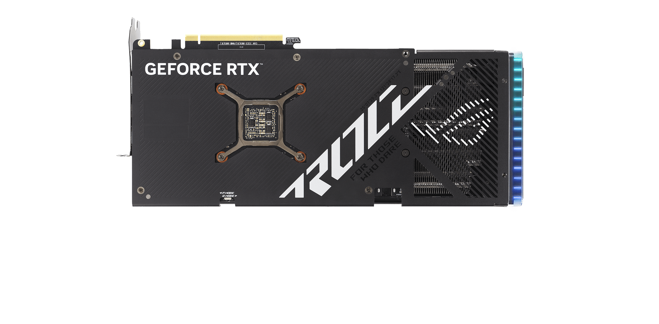 Vue arri&egrave;re de la carte graphique ROG Strix GeForce RTX 4070.
