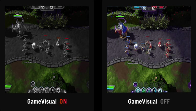 imagen comparativa con el modo MOBA activado y desactivado