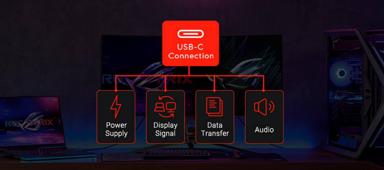 Conexión USB-C - Alimentación / Señal de pantalla / Transferencia de datos / Audio