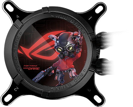 M&agrave;n h&igrave;nh LCD ROG Strix LC III với h&igrave;nh ảnh c&oacute; logo ROG
