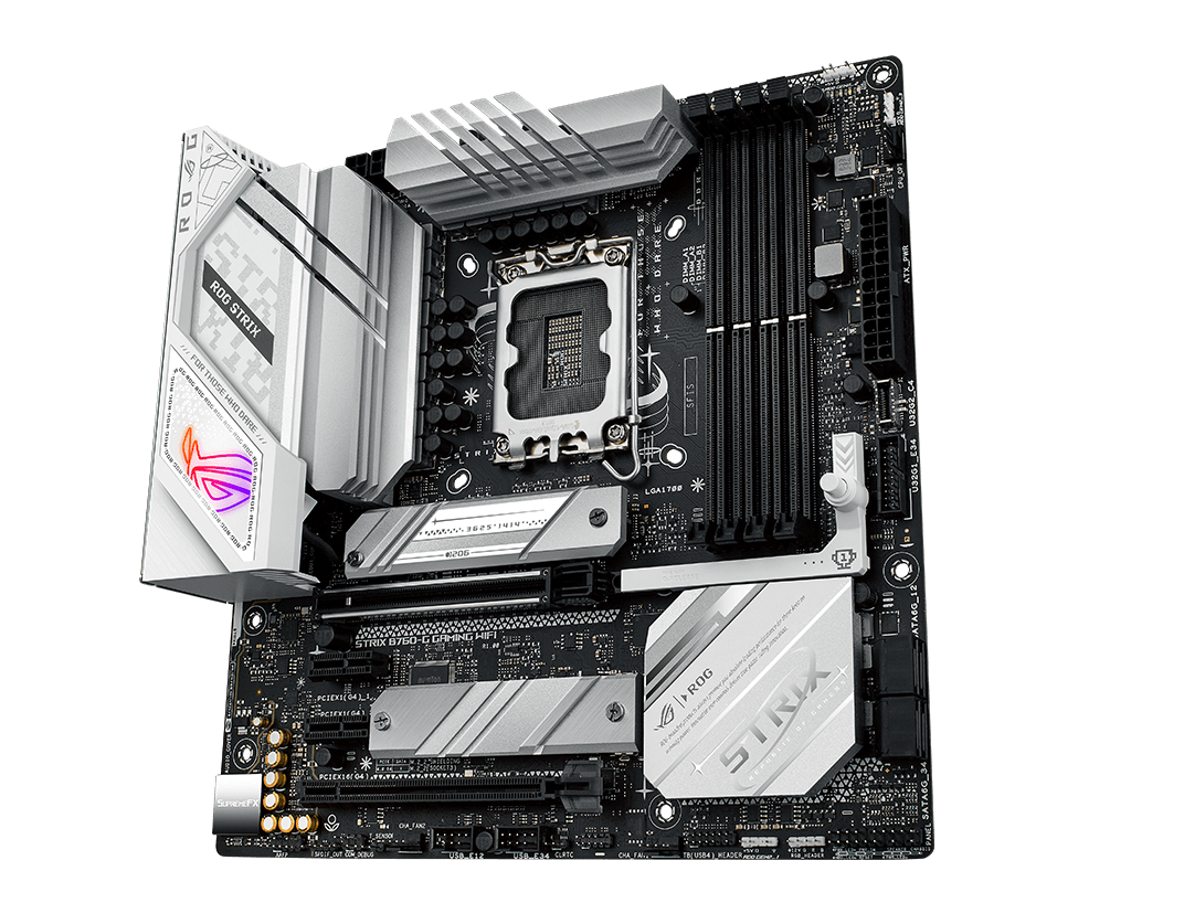 The Strix B760-G front and back designs offer a clean, modern aesthetic.