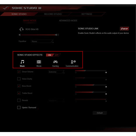 Screenshot of Sonic Studio Virtual Mixer