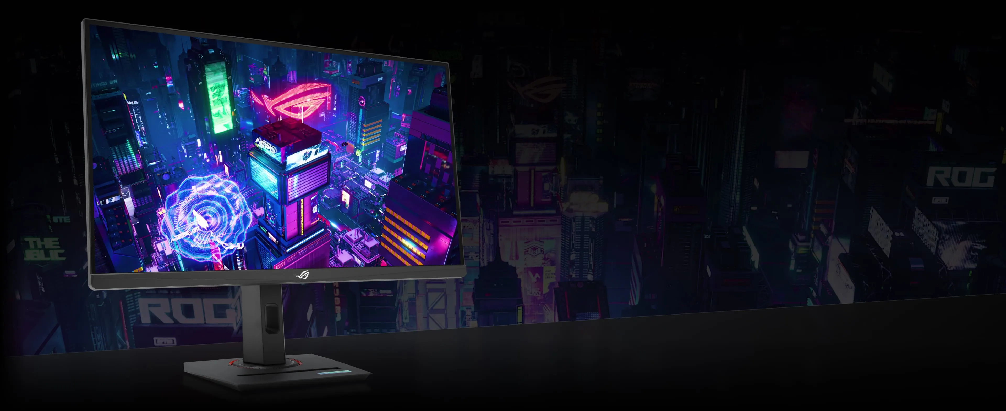 Rear view of the ASUS ROG Strix XG27ACMS monitor showcasing the color report