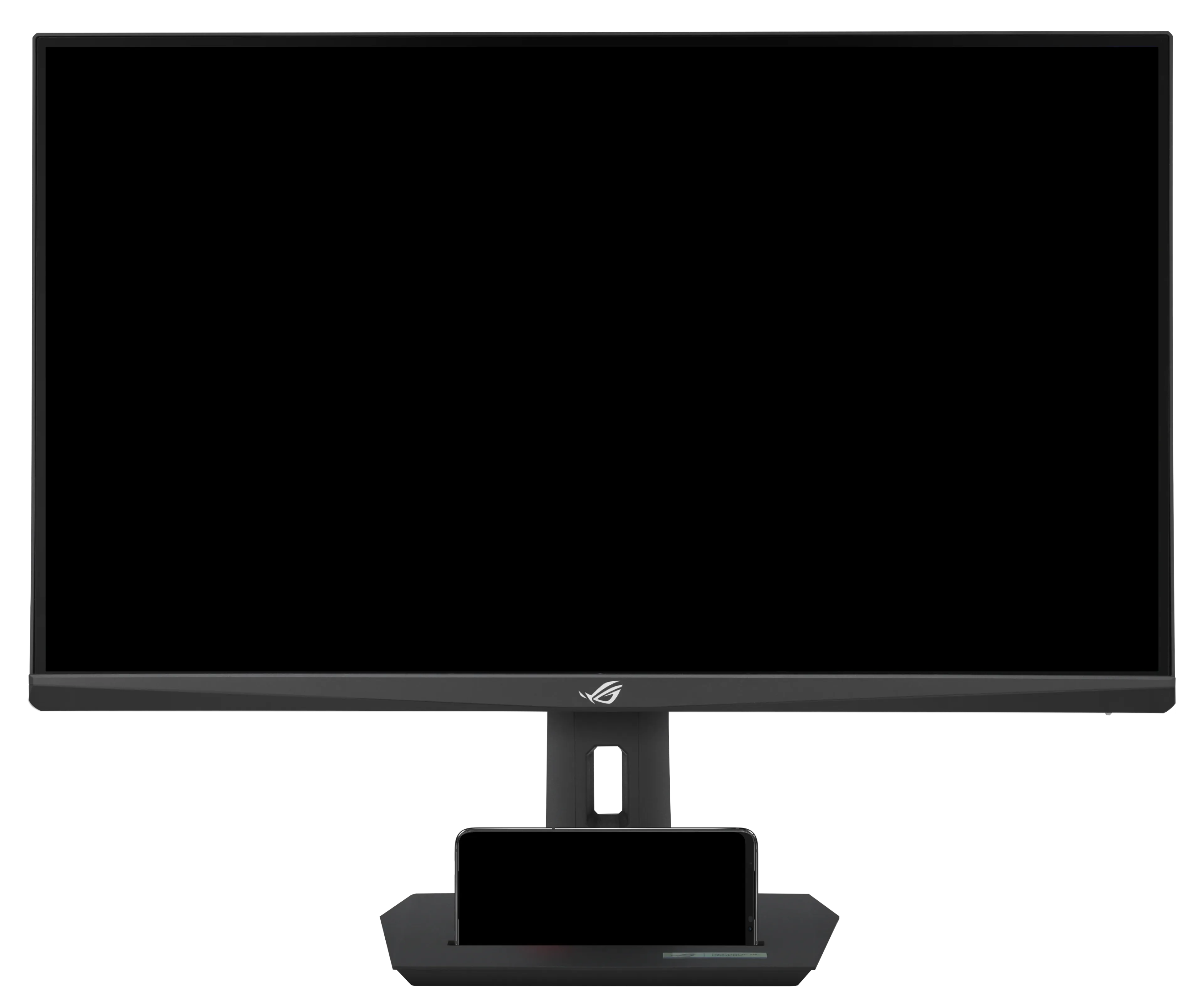 TheFront view of ASUS ROG Strix  gaming monitor displaying high-resolution game graphics on its 27-inch screen
