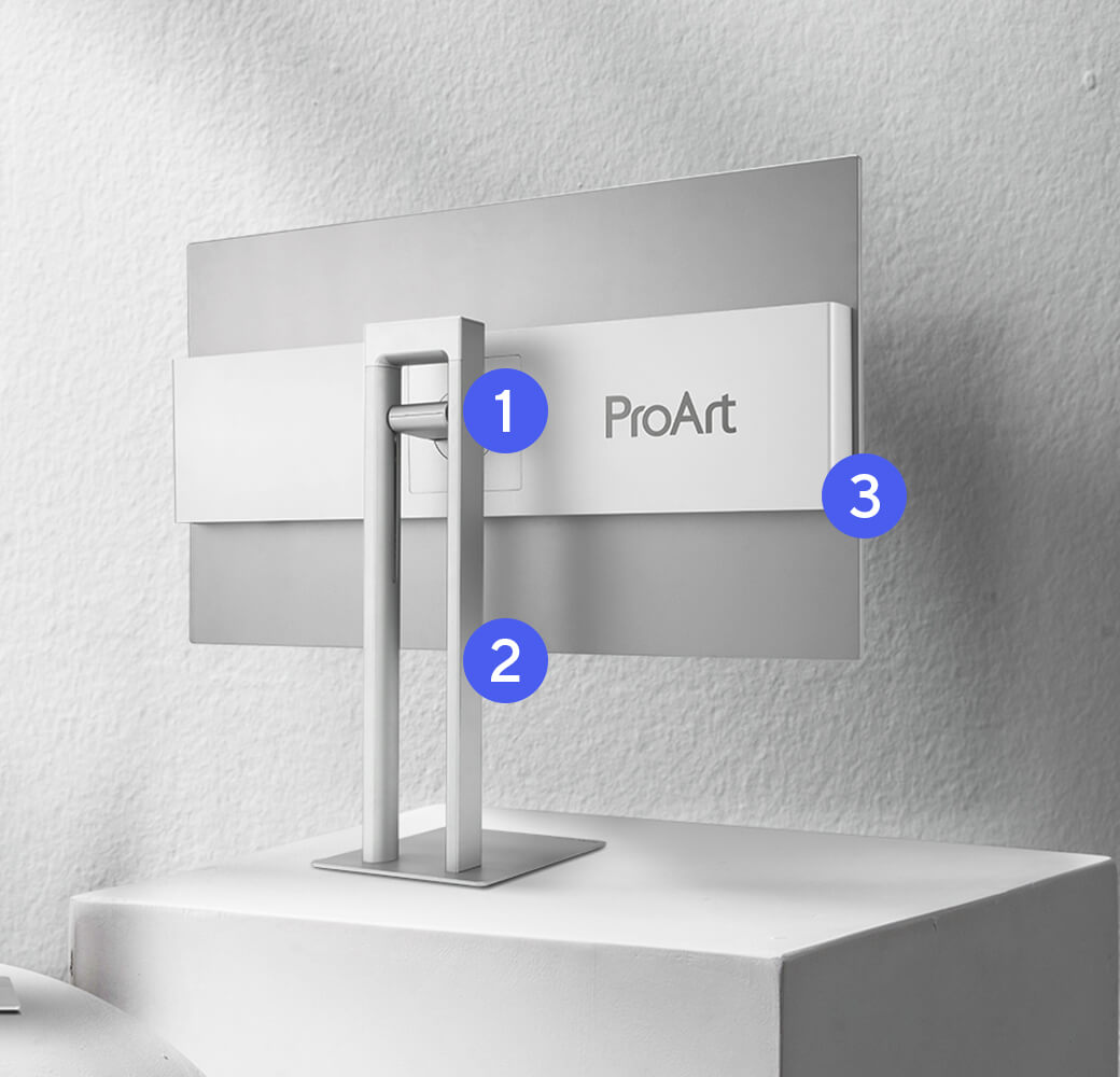 ProArt Display with premium aluminum body design and ergonomic joystick for easy navigation.